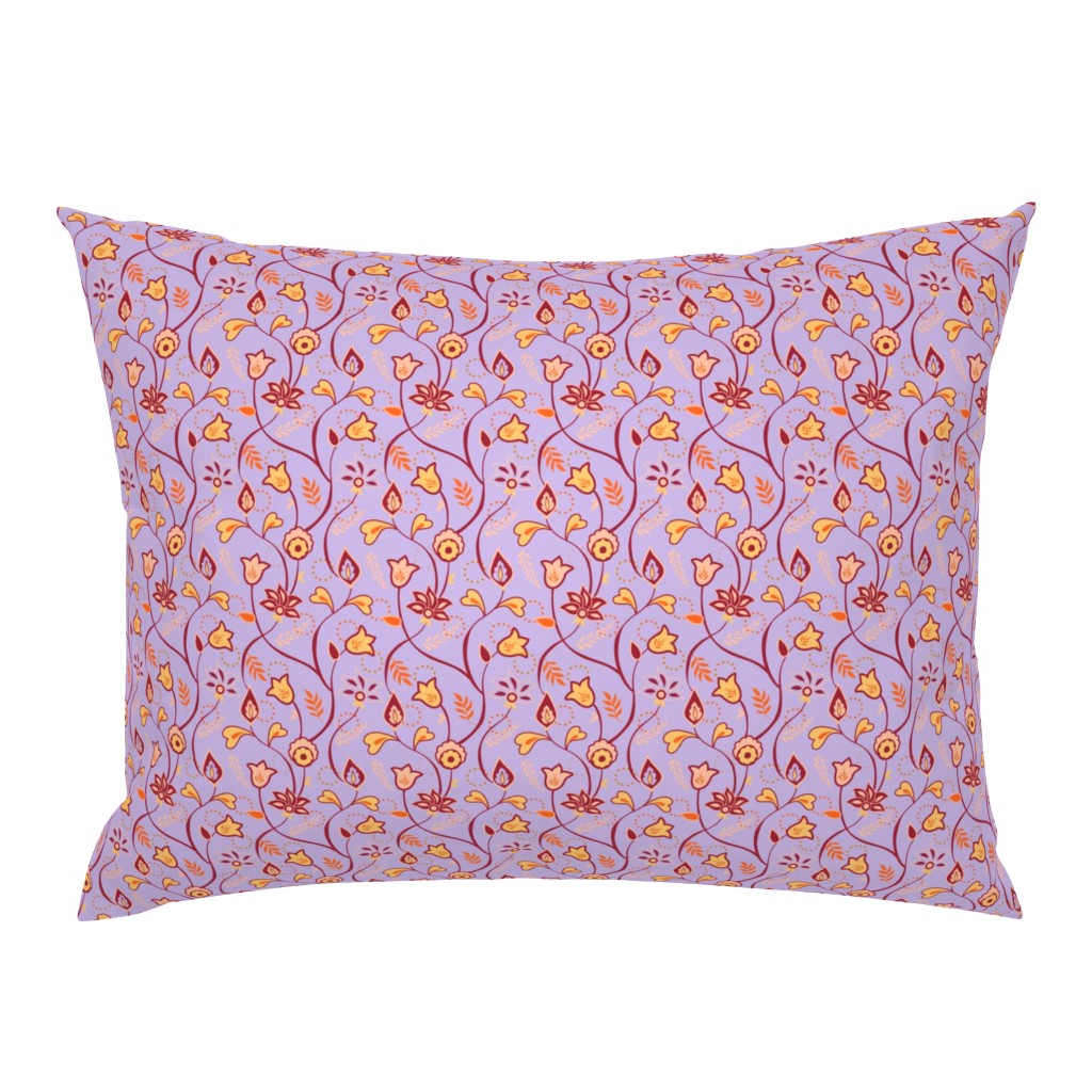 Purple Pink and Orange Whimsical Indian floral