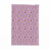 Purple Pink and Orange Whimsical Indian floral