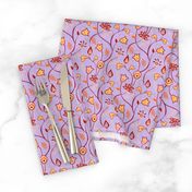 Purple Pink and Orange Whimsical Indian floral