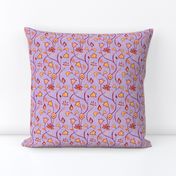 Purple Pink and Orange Whimsical Indian floral