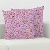 Purple Pink and Orange Whimsical Indian floral