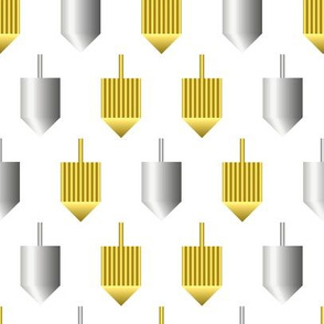 Dreidels & Menorahs, Metallic, on White