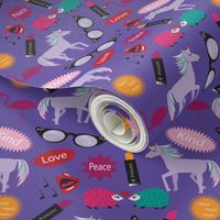 Unicorn - Wacky Peace Love, Purple, Peacock, Wacky, Zany, Lipstick Hedgehog, Flamingo, Unicorn