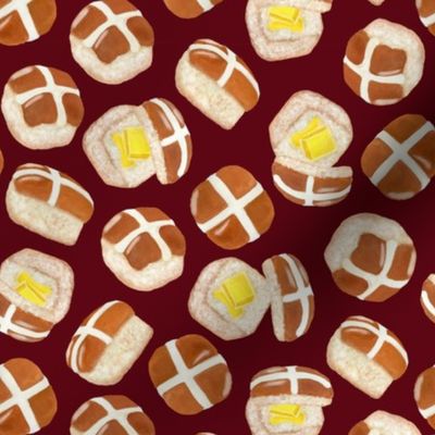 Hot Cross Buns | Burgundy (Deep Red) | Large