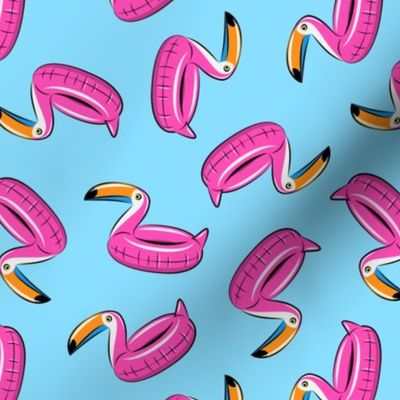 toucan pool float (pink on blue)