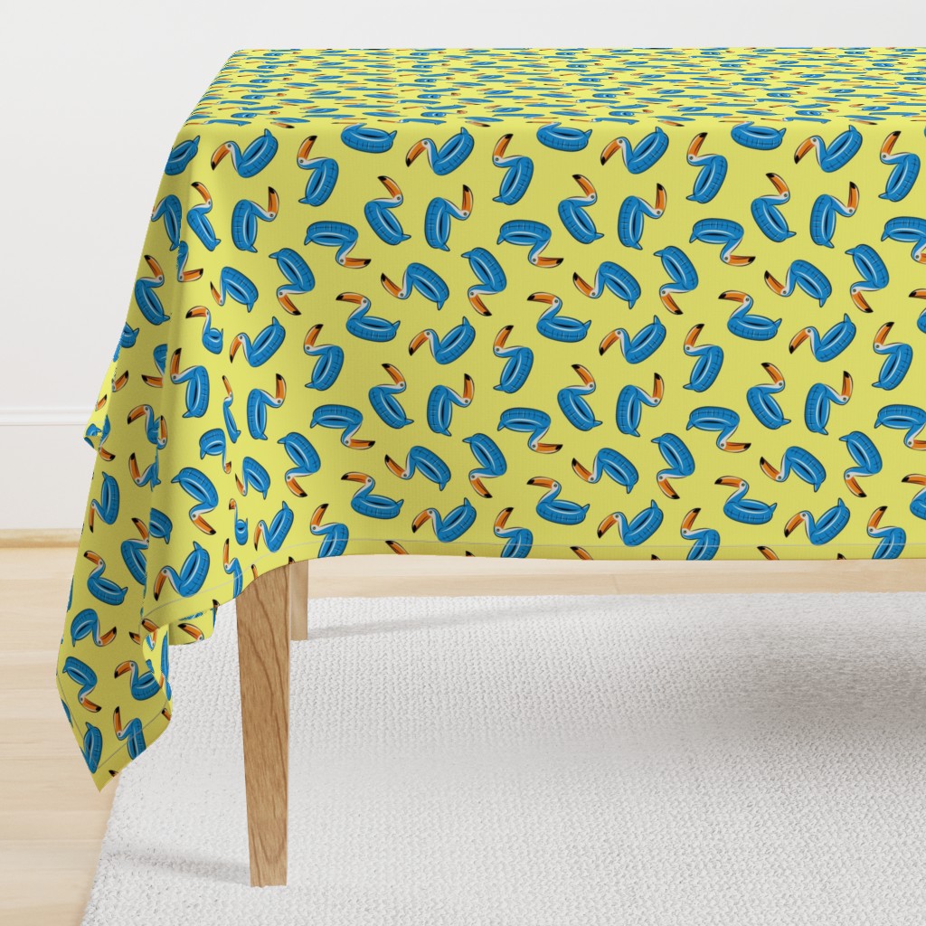 toucan pool float (blue on yellow)