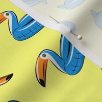toucan pool float (blue on yellow)