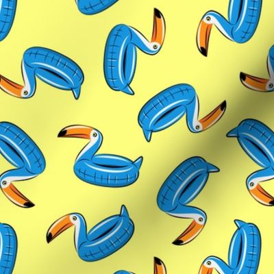 toucan pool float (blue on yellow)