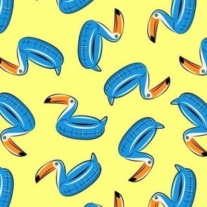 toucan pool float (blue on yellow)
