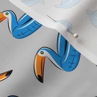 toucan pool float (blue on grey)