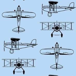 Biplanes on Baby Blue // Large