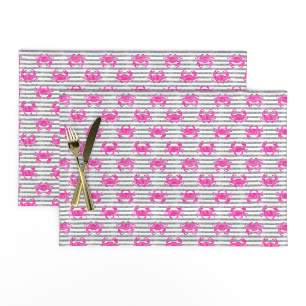 crabs - pink on grey stripes