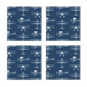 Biplanes on Navy Blue // Large