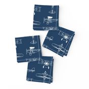 Biplanes on Navy Blue // Large