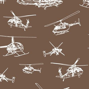 Helicopters on Tobacco Brown // Large