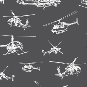 Helicopters on Charcoal // Large