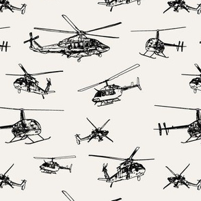 Helicopters on Off-white // Small