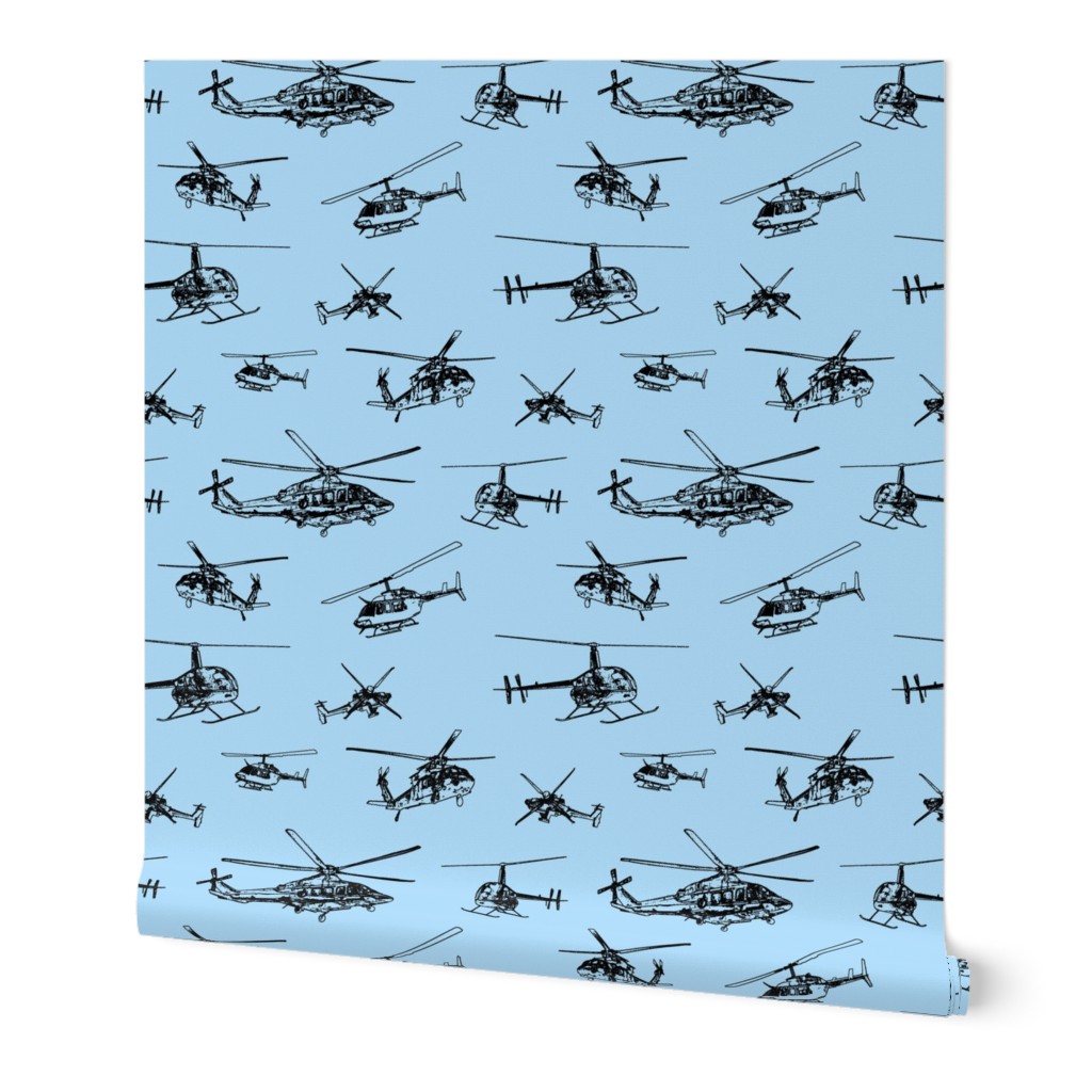 Helicopters on Light Blue // Large