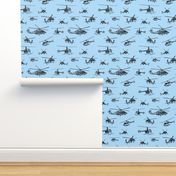 Helicopters on Light Blue // Large