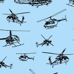 Helicopters on Light Blue // Large