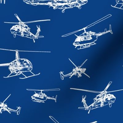 Helicopters on Dark Blue // Large