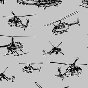 Helicopters on Silver // Large