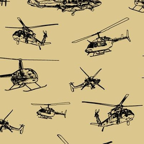 Helicopters on Tan // Large
