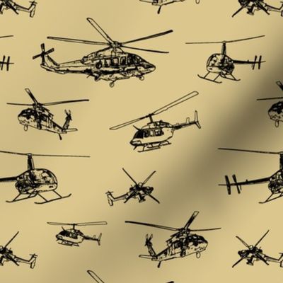 Helicopters on Tan // Small