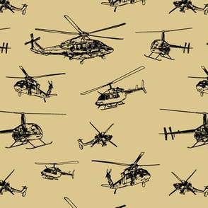 Helicopters on Tan // Small