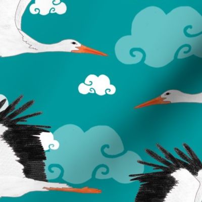 Stork Pattern Turquoise