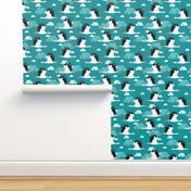 Stork Pattern Turquoise