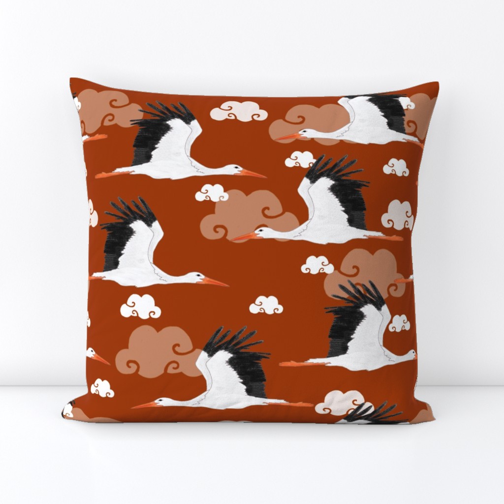 Stork Pattern Orange