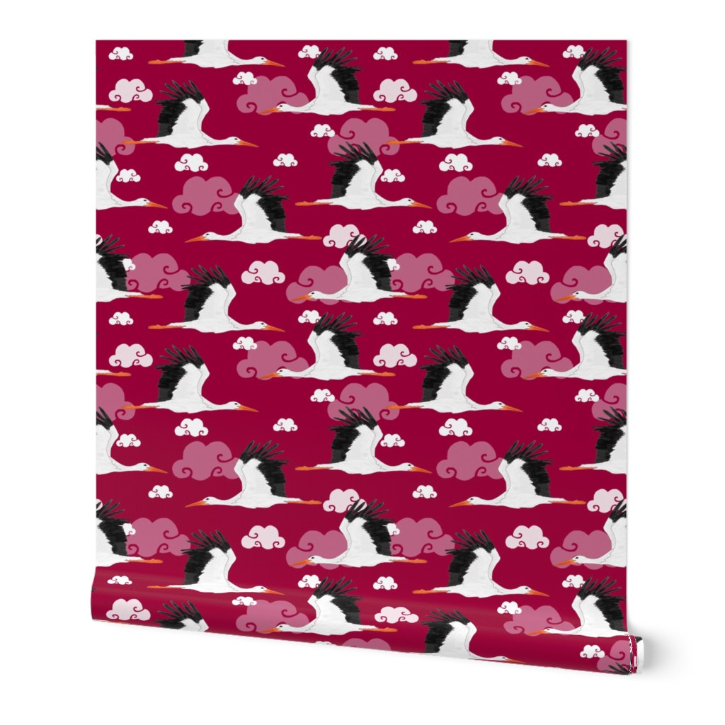 Stork Pattern Red