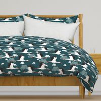 Stork Pattern Dark Blue