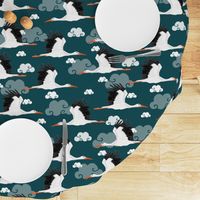 Stork Pattern Dark Blue