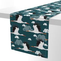 Stork Pattern Dark Blue