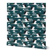 Stork Pattern Dark Blue