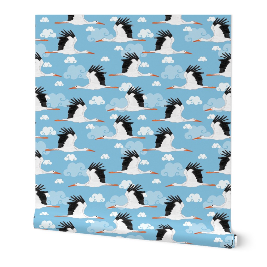 Stork Pattern Blue