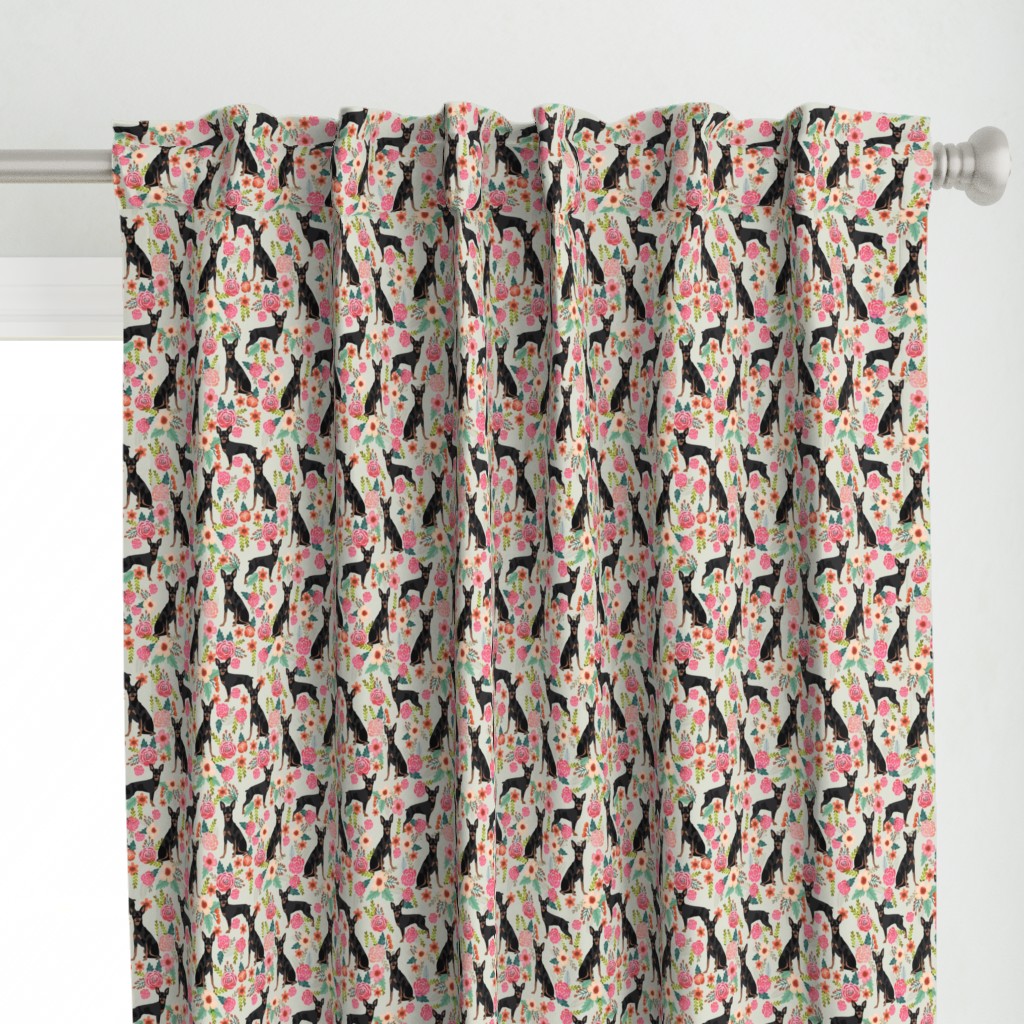 min pin florals miniature doberman pinscher fabric mint