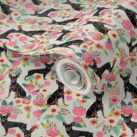 min pin florals miniature doberman pinscher fabric mint