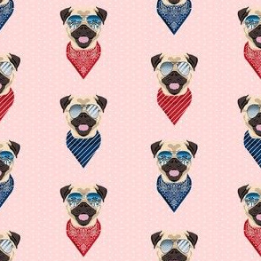 pug sunglasses summer beach dog breed fabric pink