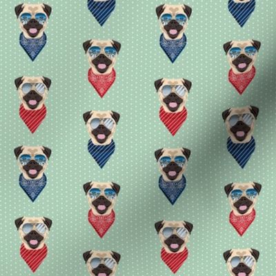 pug sunglasses summer beach dog breed fabric mint