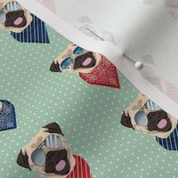 pug sunglasses summer beach dog breed fabric mint