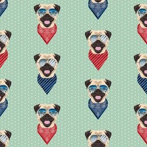 pug sunglasses summer beach dog breed fabric mint