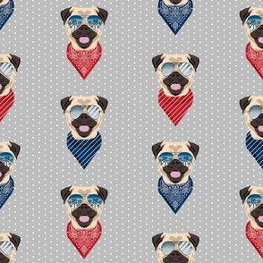 pug sunglasses summer beach dog breed fabric grey