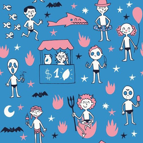 Little horror monsters summer experience in blue and pink