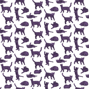 Small Scale Purple Block Printed Cats