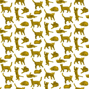 Yellow Block Printed Cats