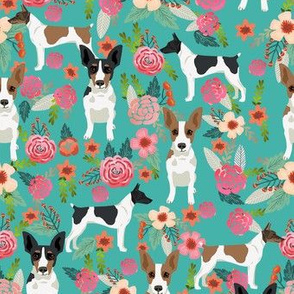 rat terrier floral dog breed pet fabric teal