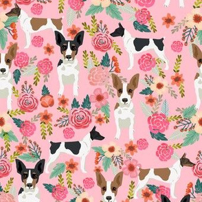 rat terrier floral dog breed pet fabric pink